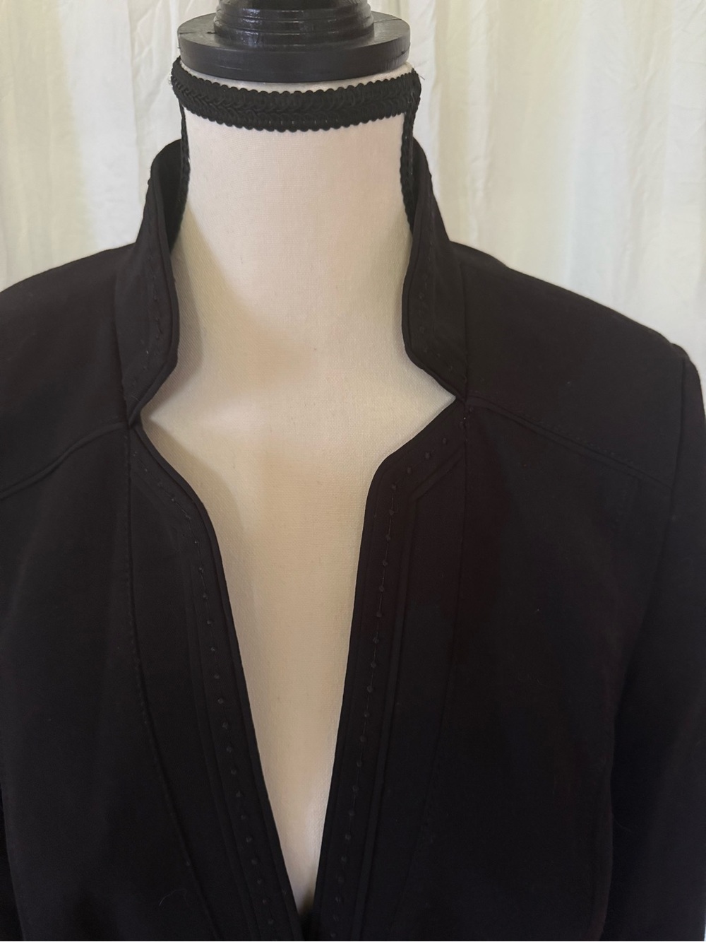 WHBM Black Peplum Blazer Size 8 Tailored Stretch Jacket Stand Collar Career Chic - Picture 3 of 7
